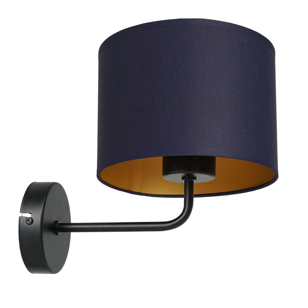 kinkiet Arden black, cylinder shade dia 180, h 150 navy blue/gold 1xE27