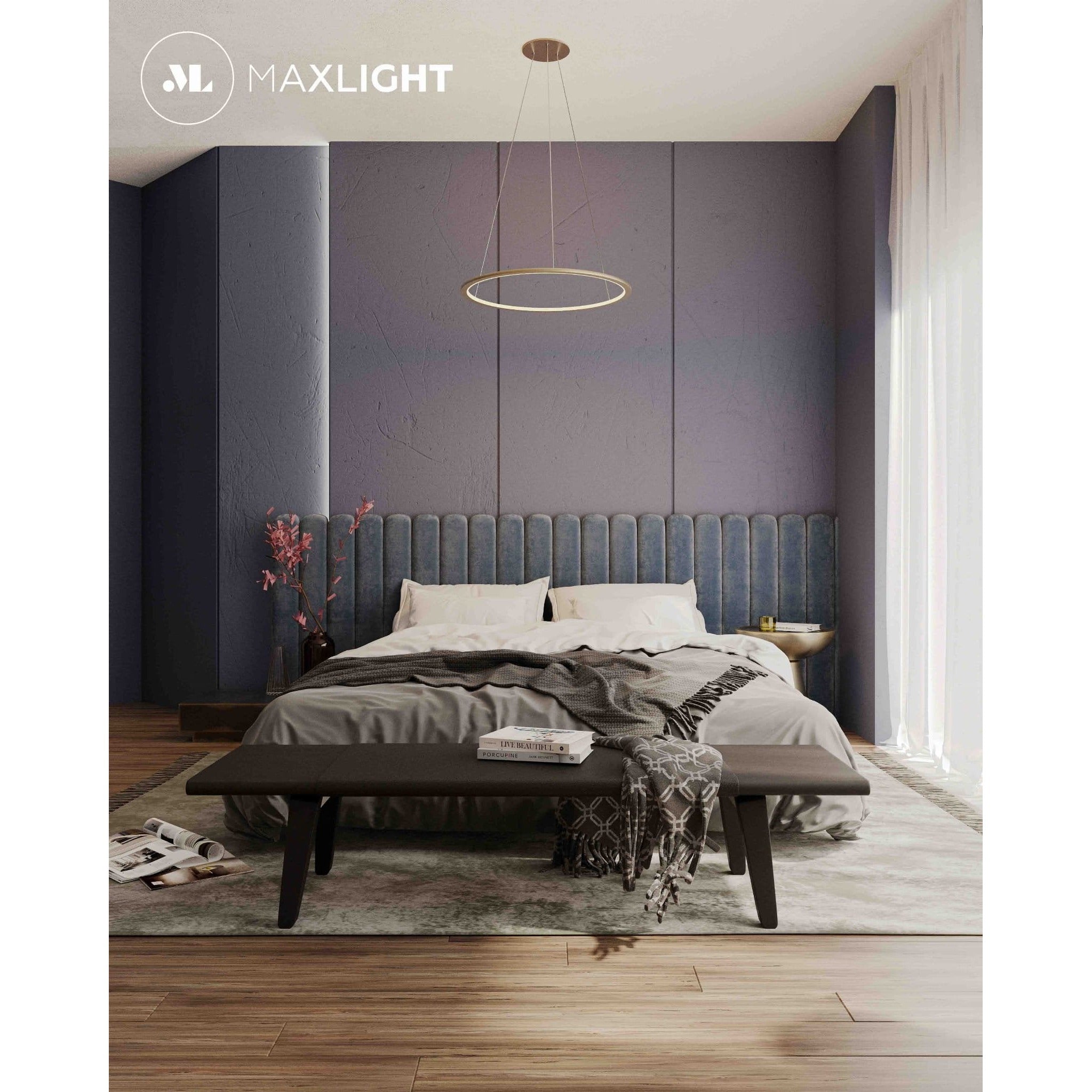 Maxlight Lampa wisząca Queen 50cm - Stal nierdzewna + akryl - Złoty szczotkowany P0493
