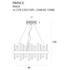 Maxlight Lampa wisząca Prince 40cm - Metal + szkło - Złoty P0420