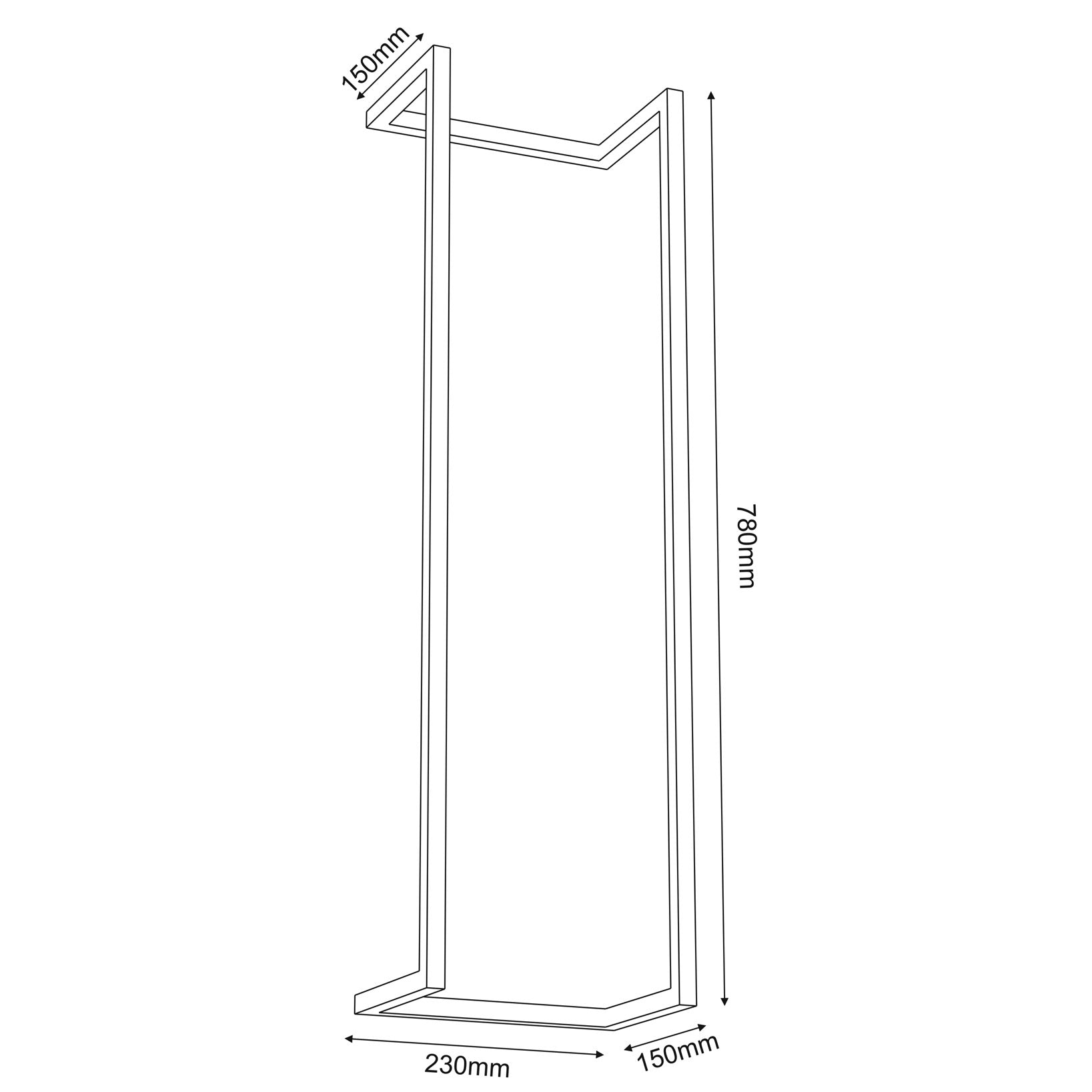 wall rolled towels hanger, vertical 78 cm, black