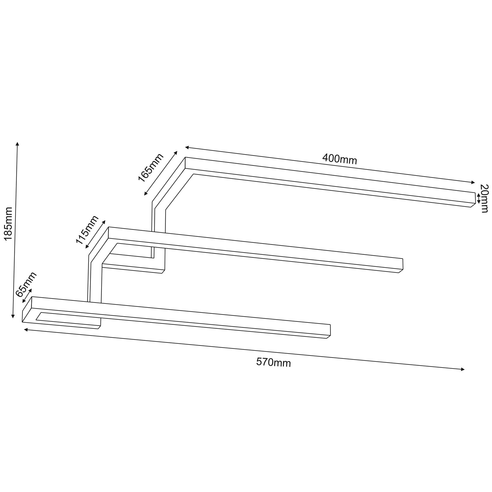 wall towel hanger 58 cm - tripple, white