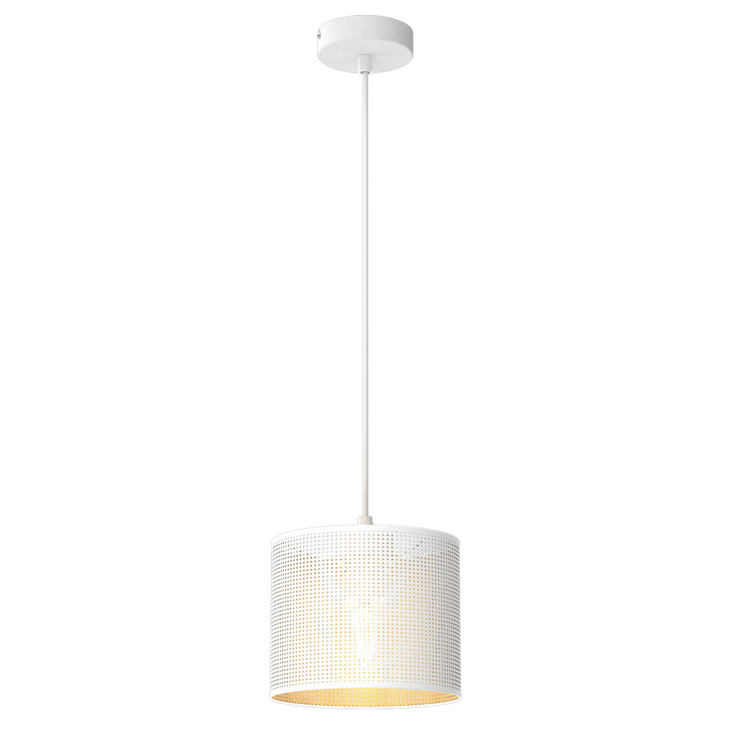 żyrandol Loft shade white, cylinder shade dia 180, h 150 white/gold 1xE27