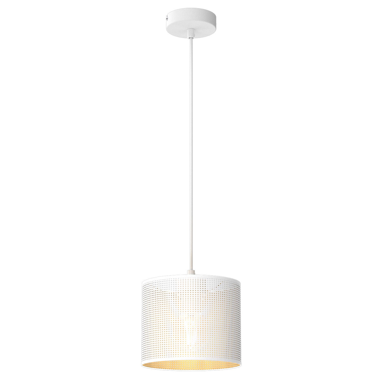 żyrandol Loft shade white, cylinder shade dia 180, h 150 white/gold 1xE27