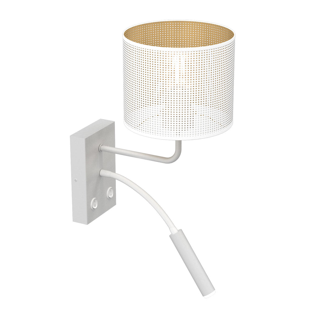 kinkiet G9+E27 Loft shade white, cylinder shade dia 180, h 150 white/gold 2xE27