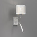 kinkiet G9+E27 Loft shade white, cylinder shade dia 180, h 150 white/gold 2xE27