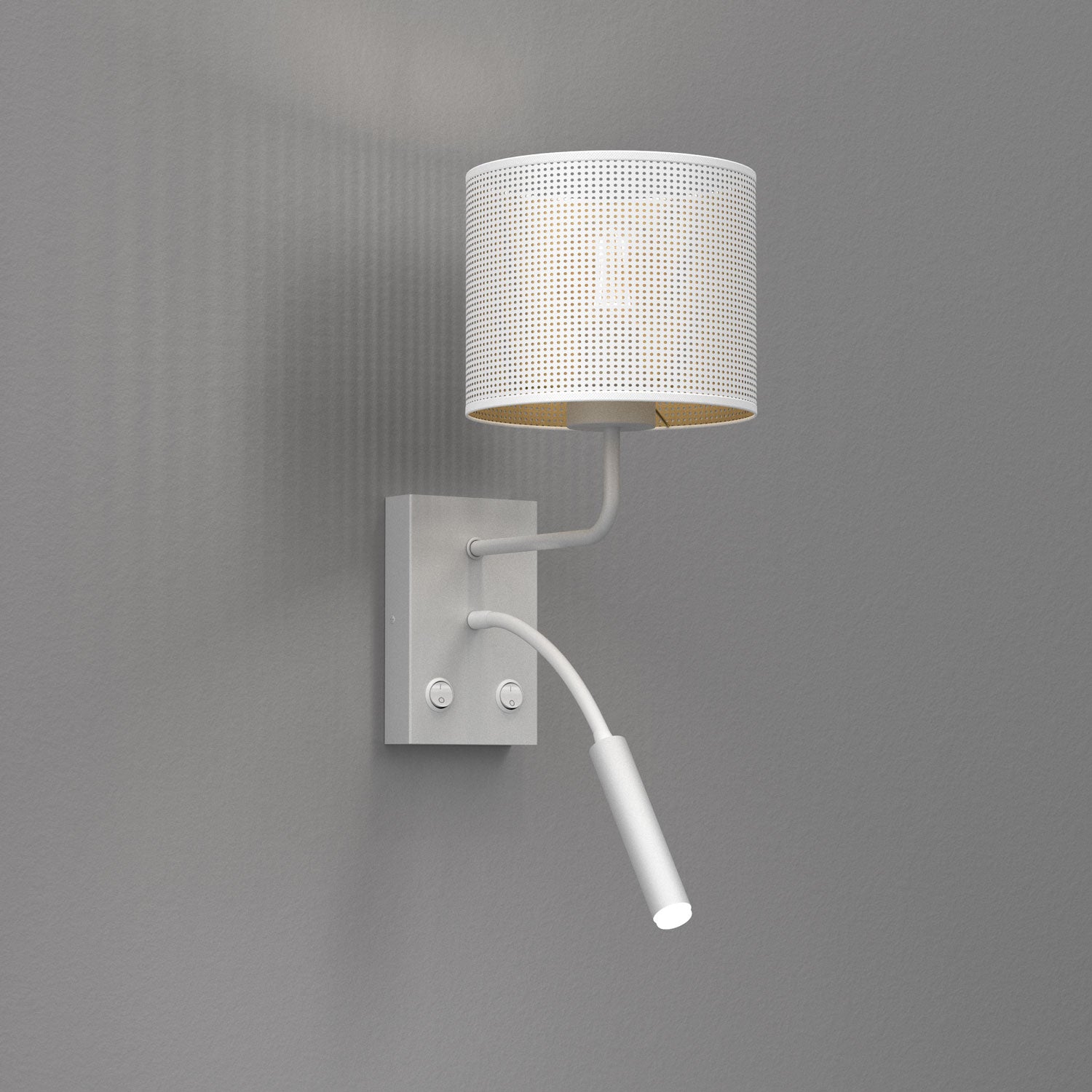 kinkiet G9+E27 Loft shade white, cylinder shade dia 180, h 150 white/gold 2xE27
