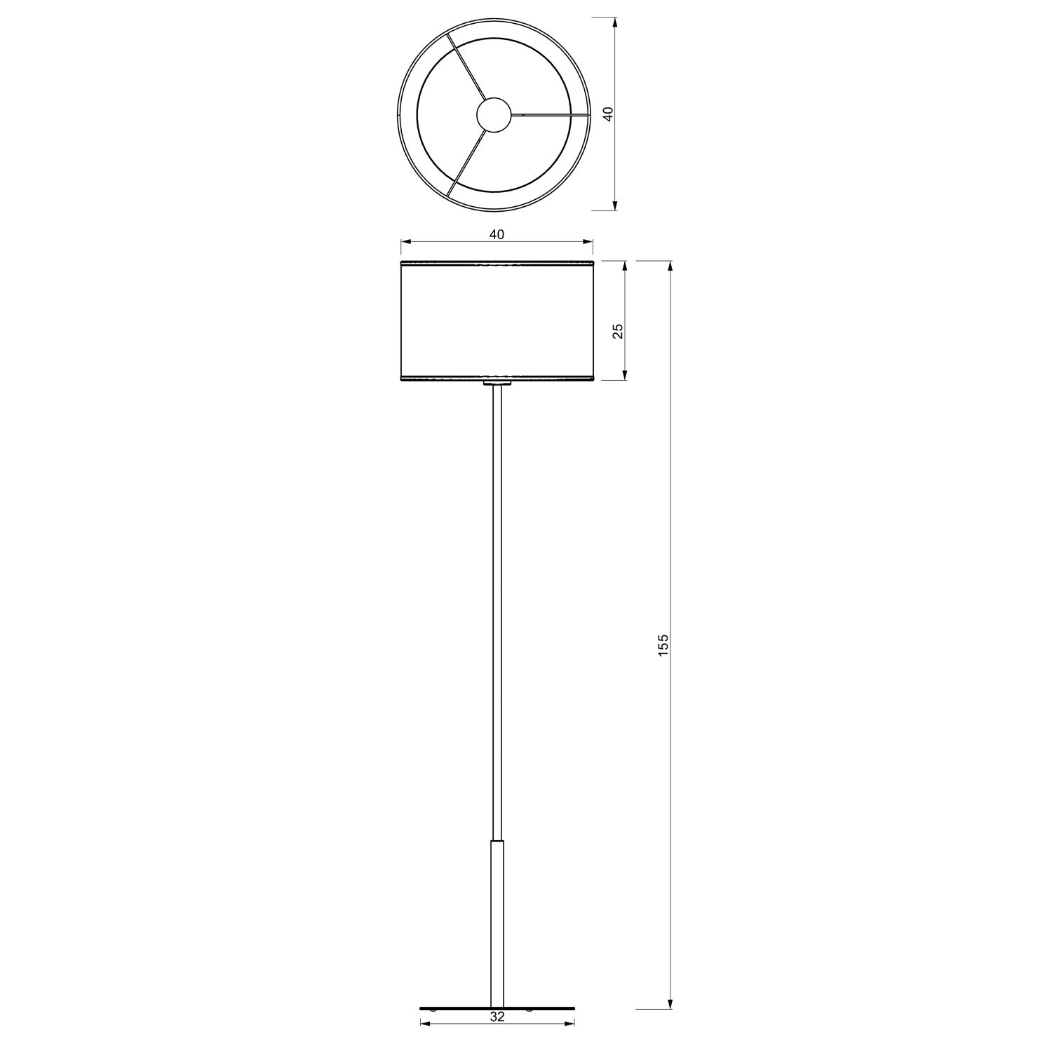 lampa podł. Arden prosta, white, cylinder shade dia 400, h 250 white 1xE27