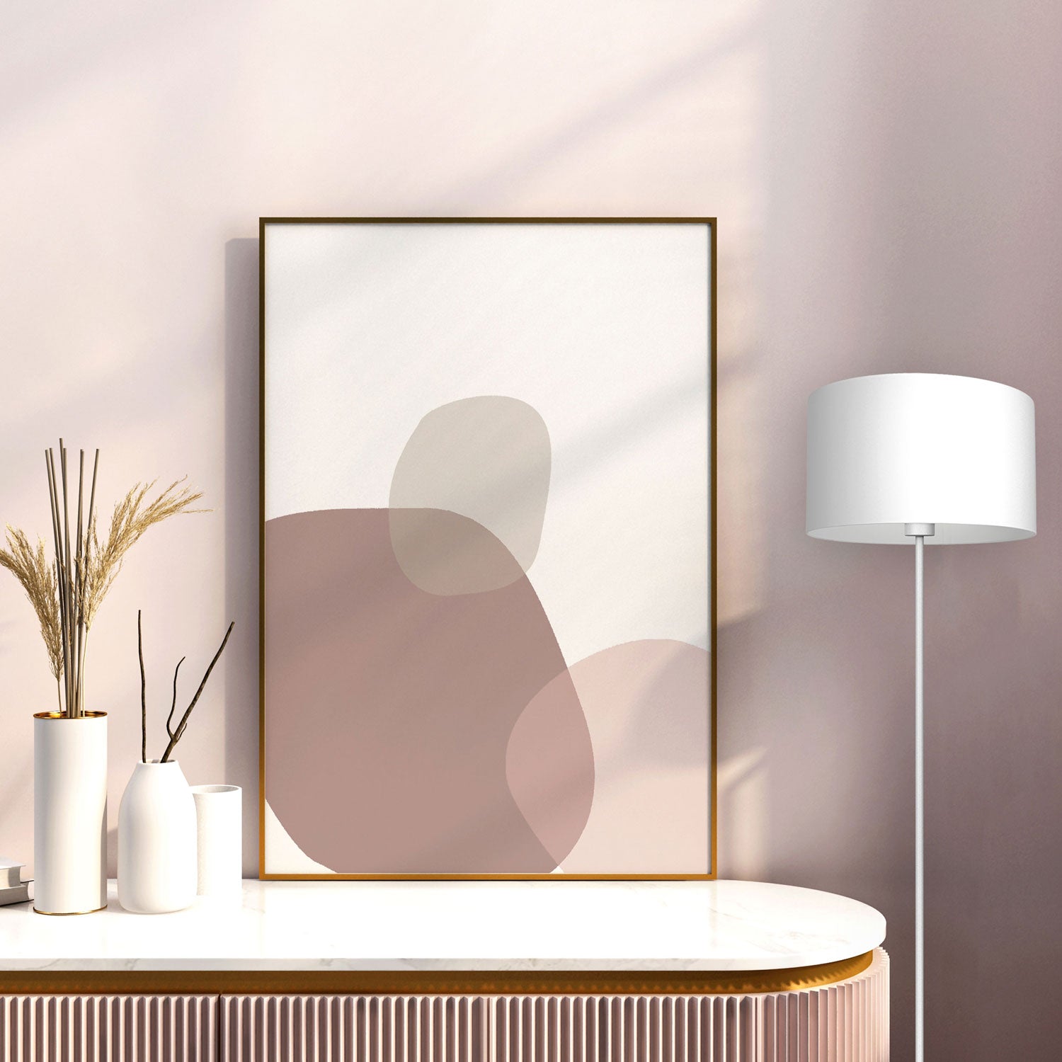 lampa podł. Arden prosta, white, cylinder shade dia 400, h 250 white 1xE27