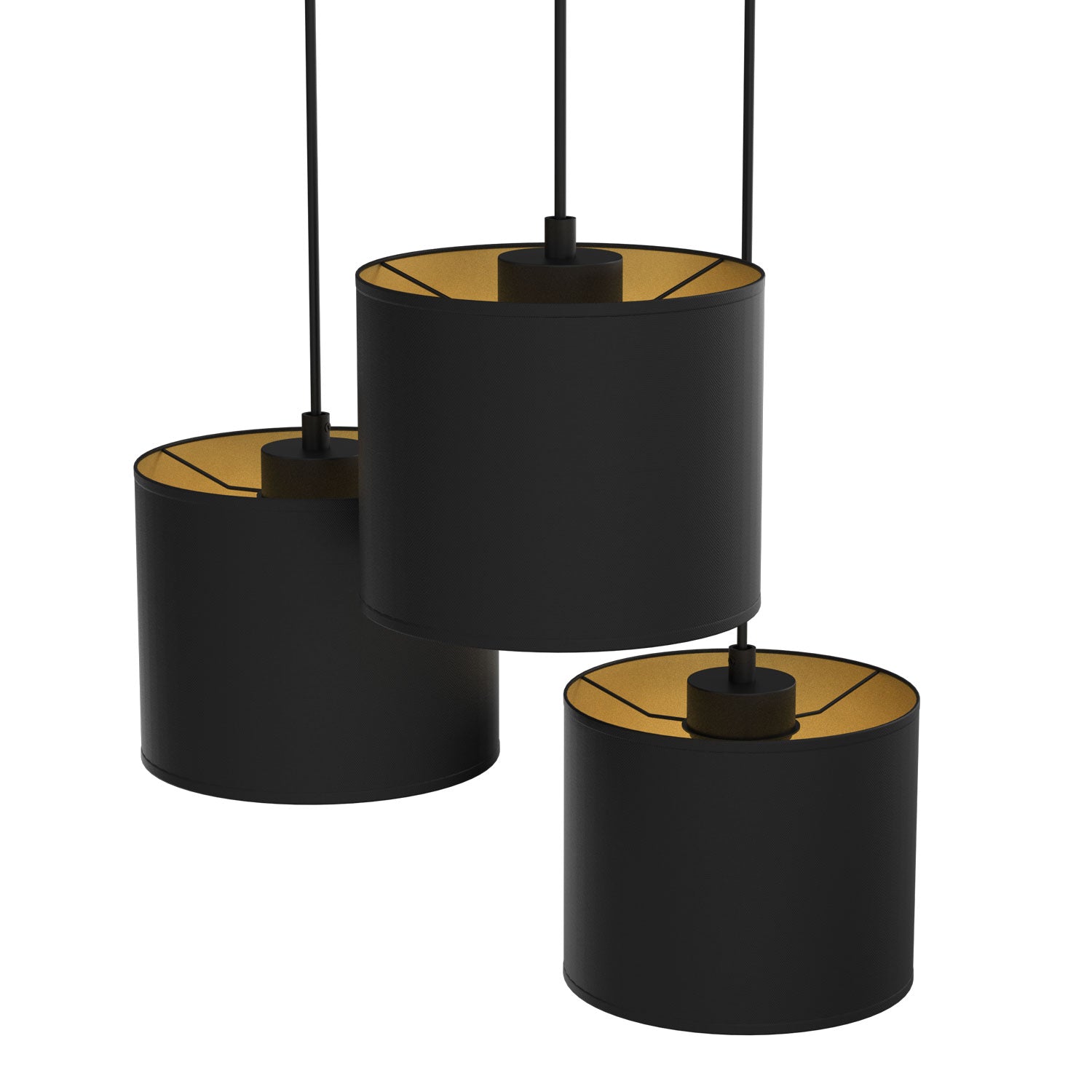 żyrandol Arden talerz dia 300, black, cylinder shade dia 180, h 150 black/gold 3xE27