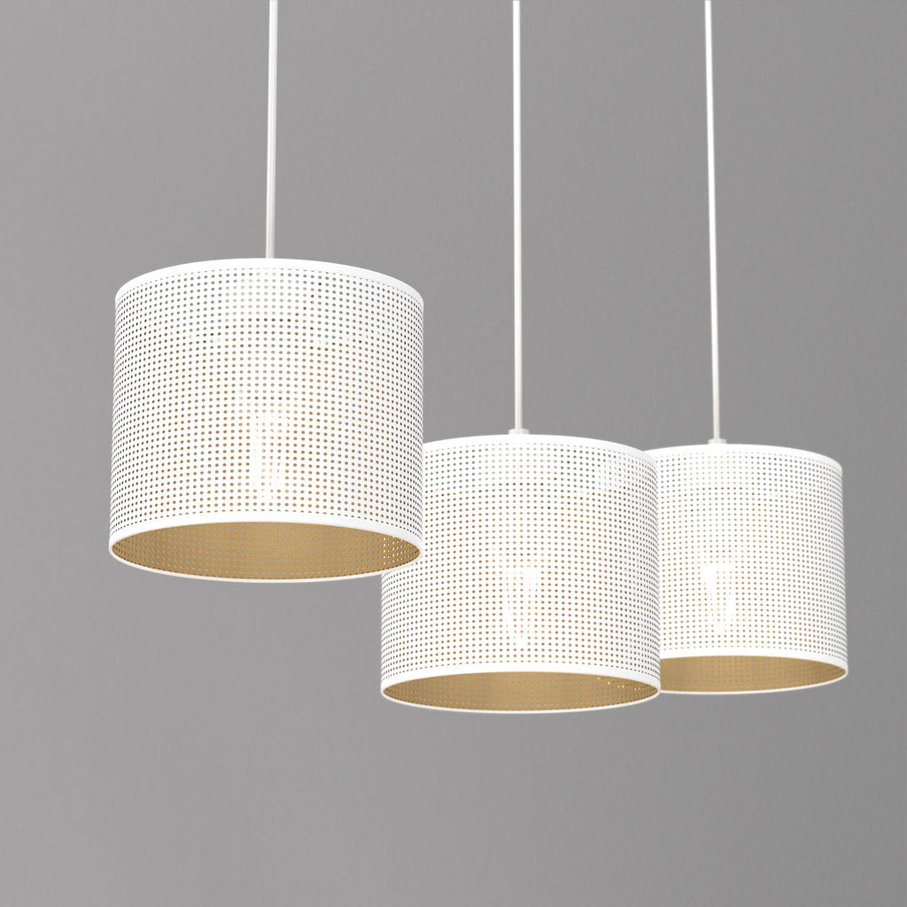 żyrandol listwa, Loft shade white, cylinder shade dia 180, h 150 white/gold 3xE27
