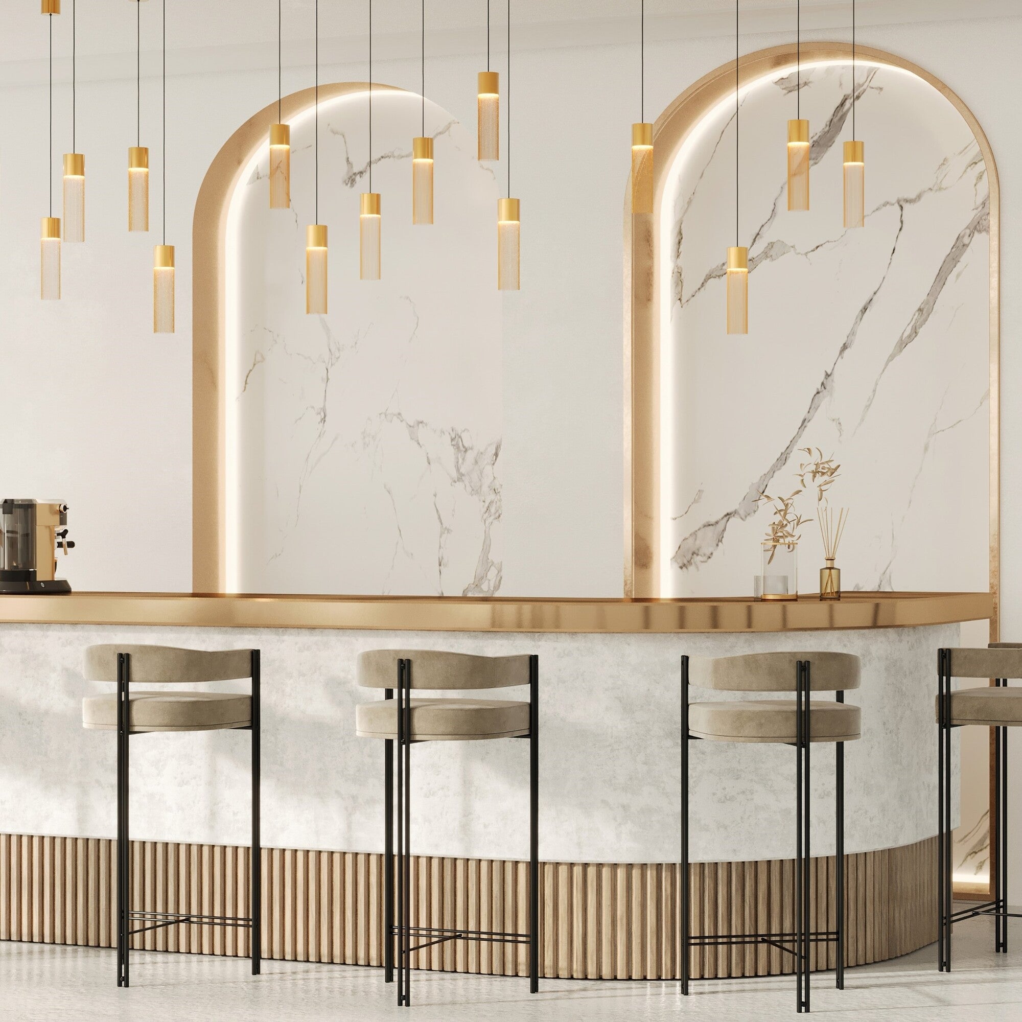 Maytoni Lampa wisząca Imaginary - Metal - Złoty MOD190PL-L5G3K