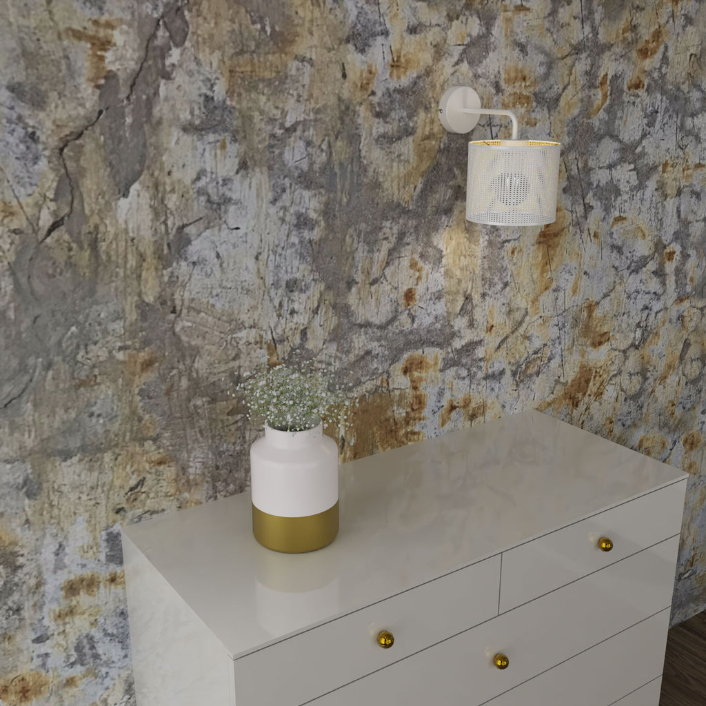 kinkiet Loft shade white, cylinder shade dia 180, h 150 white/gold 1xE27