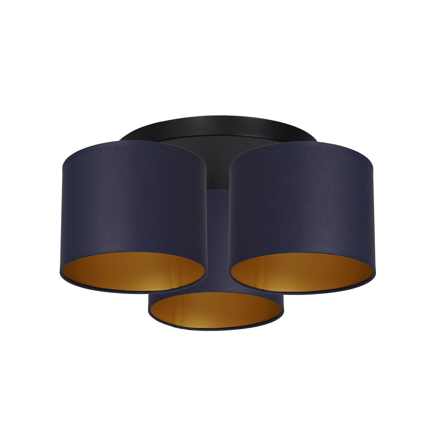 plafon Arden black, cylinder shade navy blue/gold 3xE27