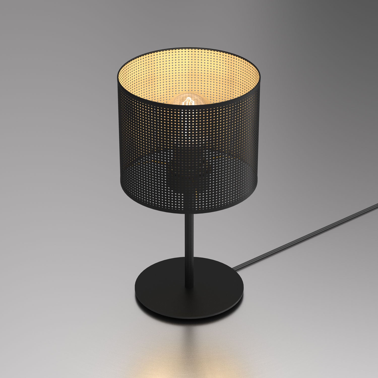 lampka gab. Loft shade H 34 black, cylinder shade dia 180, h 150 black/gold 1xE27