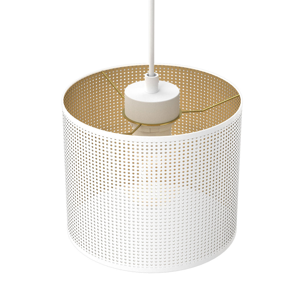 żyrandol listwa, Loft shade white, cylinder shade dia 180, h 150 white/gold 3xE27
