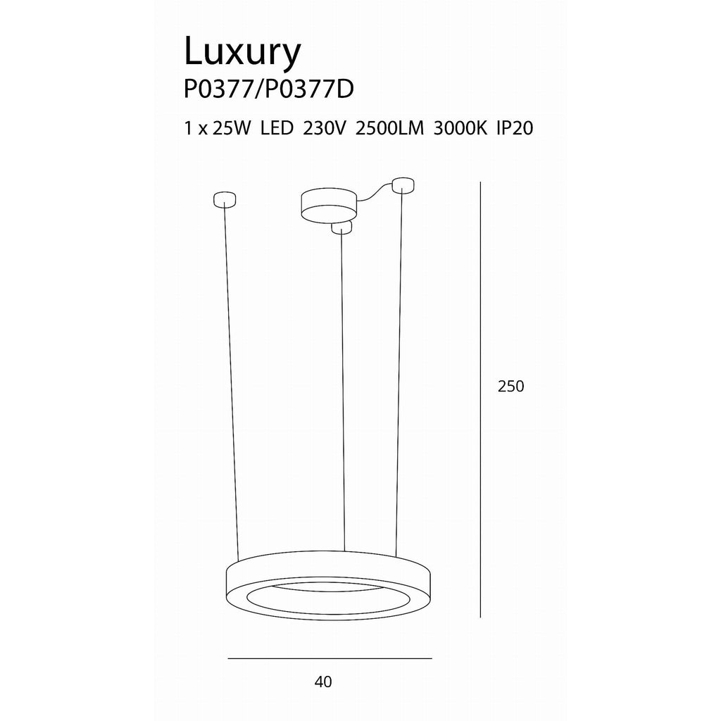 Maxlight Lampa wisząca Luxury 40cm - Stal nierdzewna + akryl - Złoty P0377D