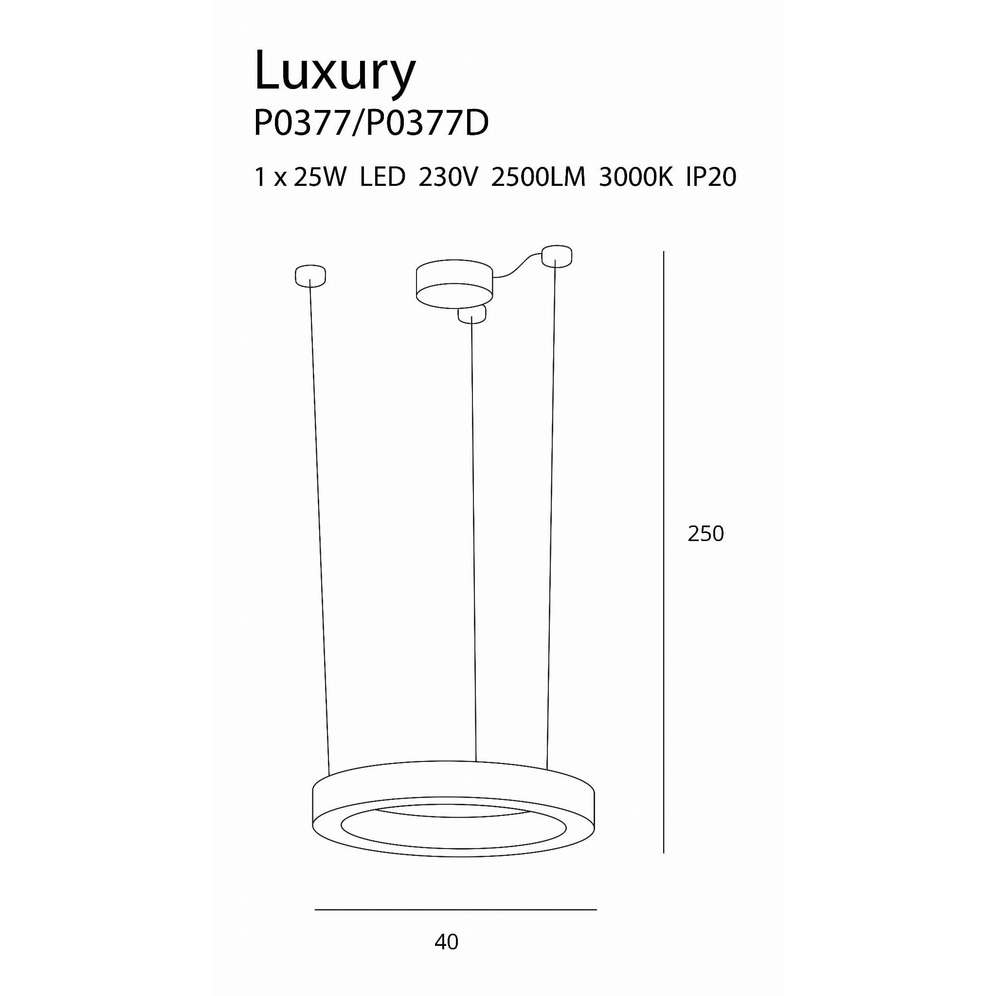 Maxlight Lampa wisząca Luxury 40cm - Stal nierdzewna + akryl - Złoty P0377D