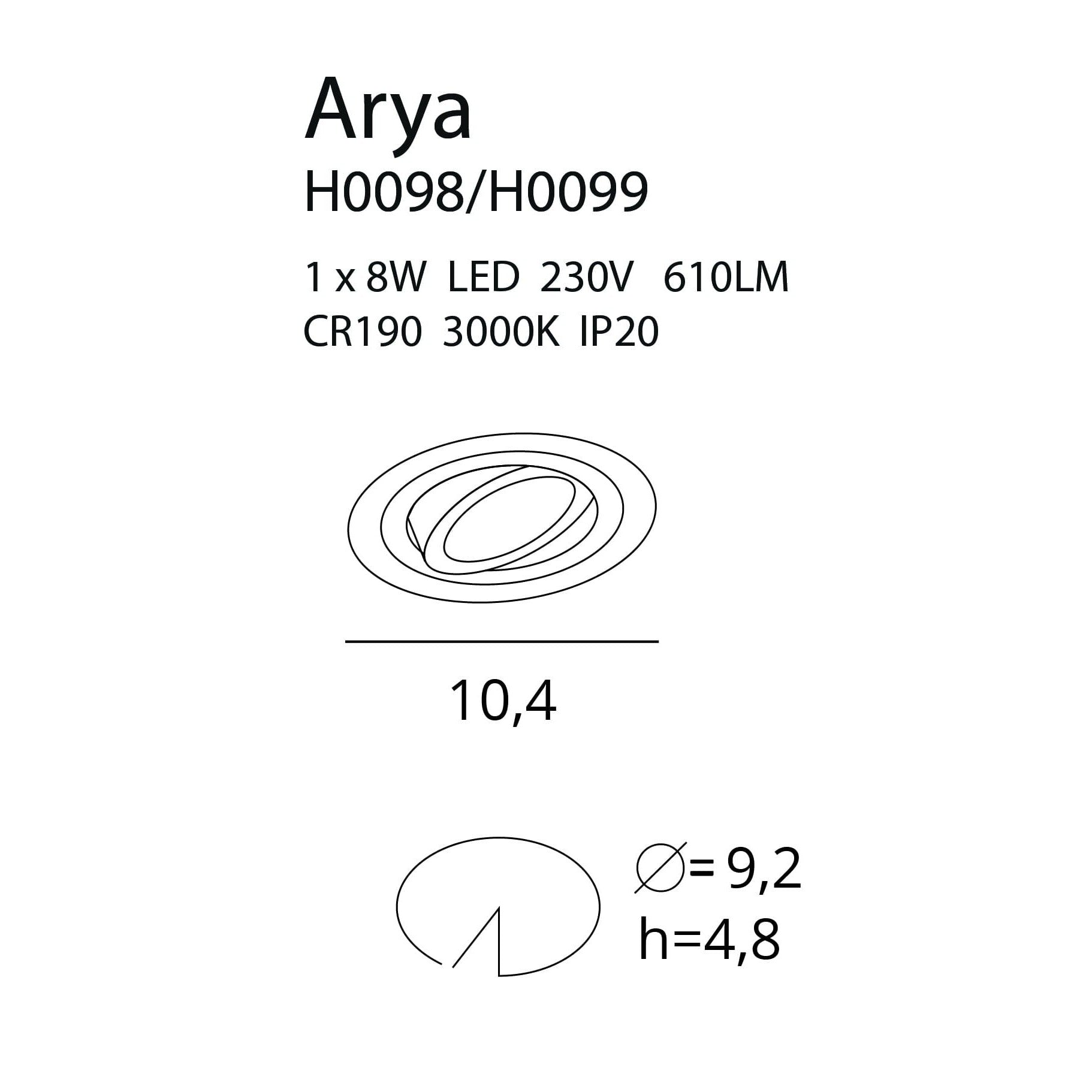 Maxlight Oprawa wpuszczana Arya Tilted - Metal - Czarny H0099