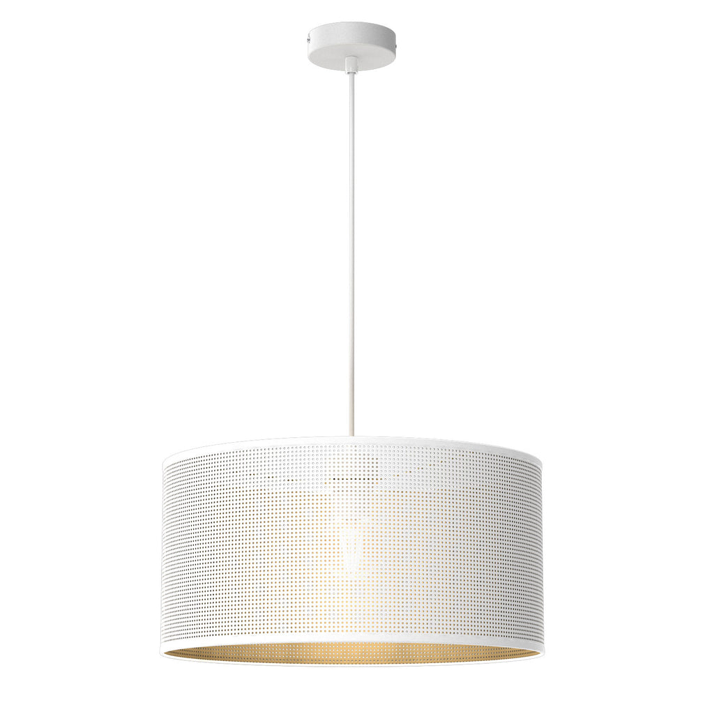 żyrandol Loft shade white, cylinder shade dia 400, h 200 white/gold 1xE27