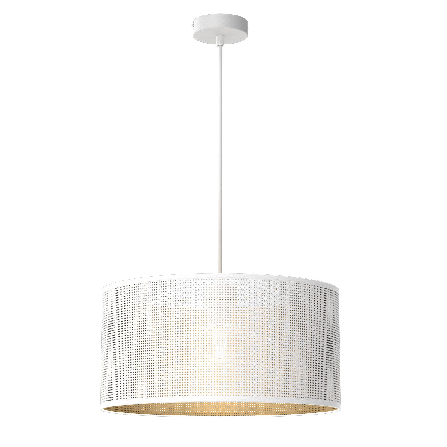 żyrandol Loft shade white, cylinder shade dia 400, h 200 white/gold 1xE27
