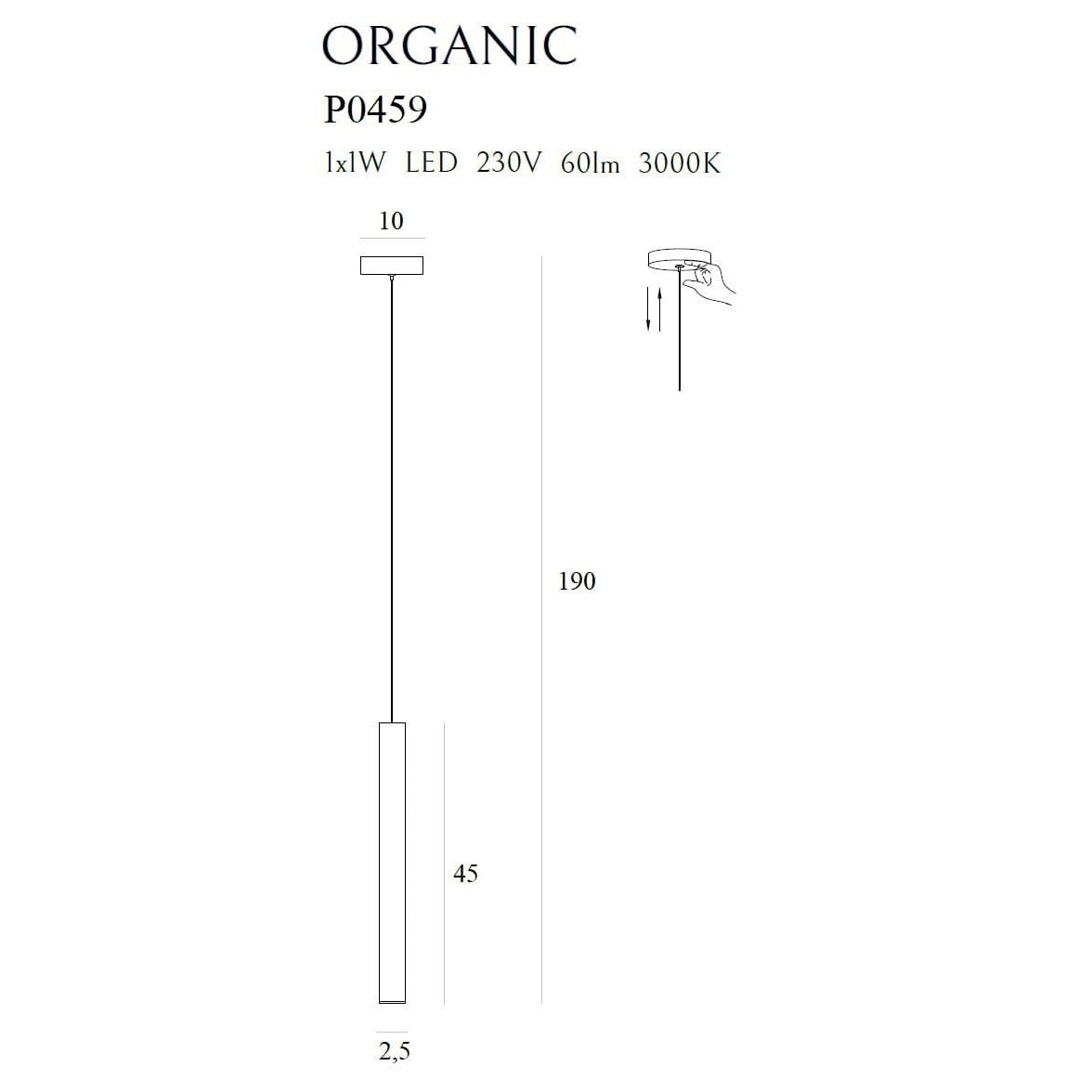 Maxlight Lampa wisząca Organic I - Metal + akryl - Złoty szczotkowany P0459