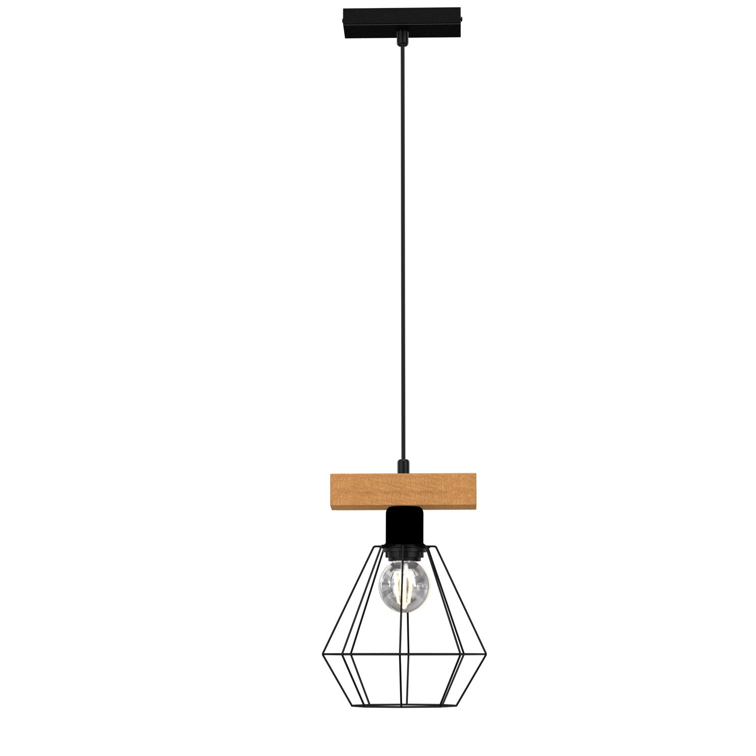 żyrandol Vastra (basket 245mm) black/natural wood 1xE27