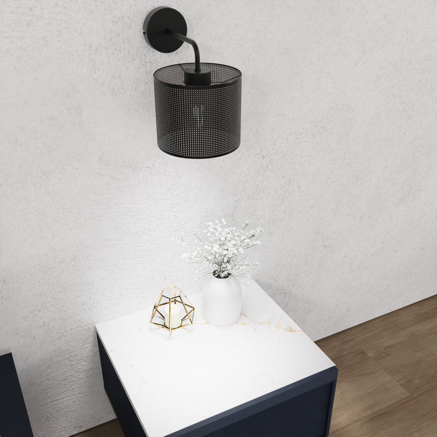kinkiet Loft shade black, cylinder shade dia 180, h 150 black 1xE27