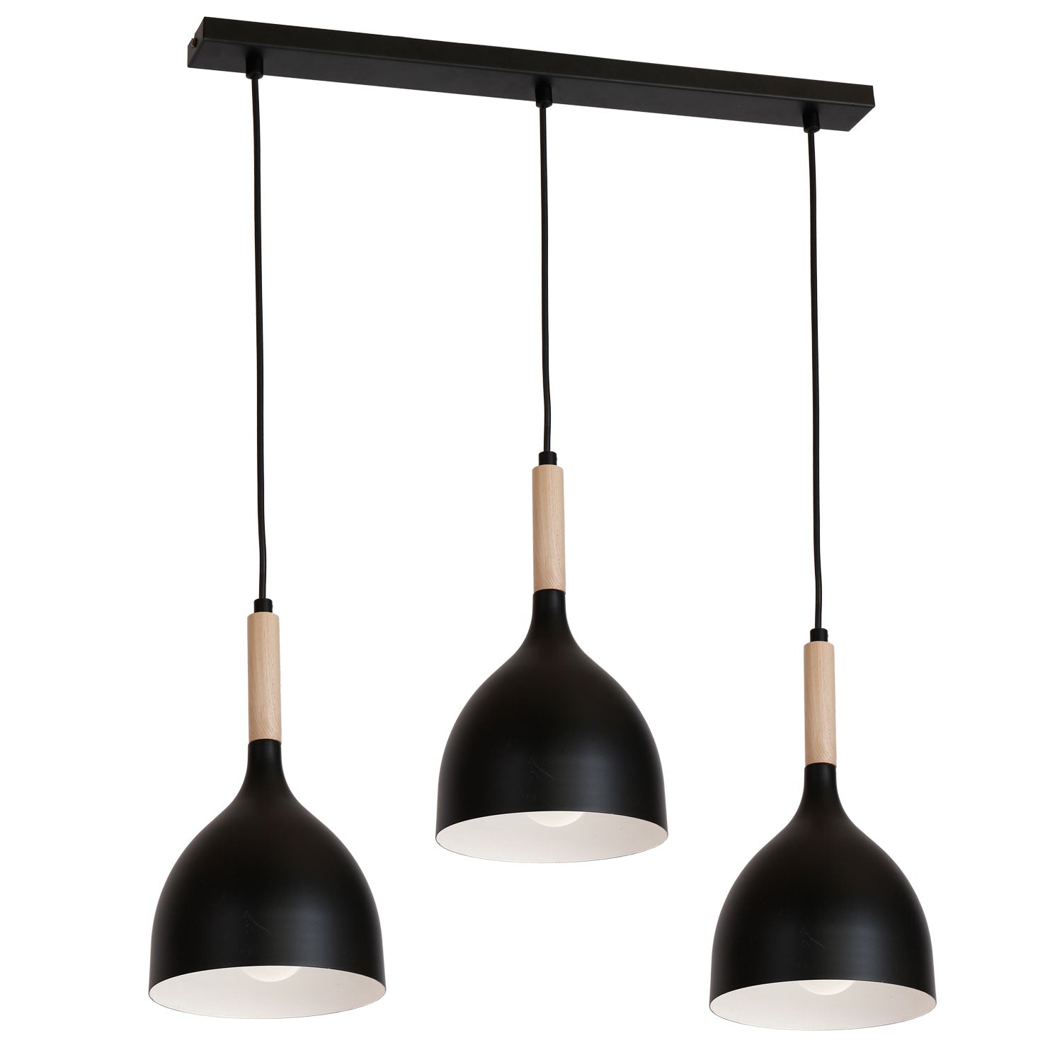 żyrandol listwa Noak black/natural wood 3xE27