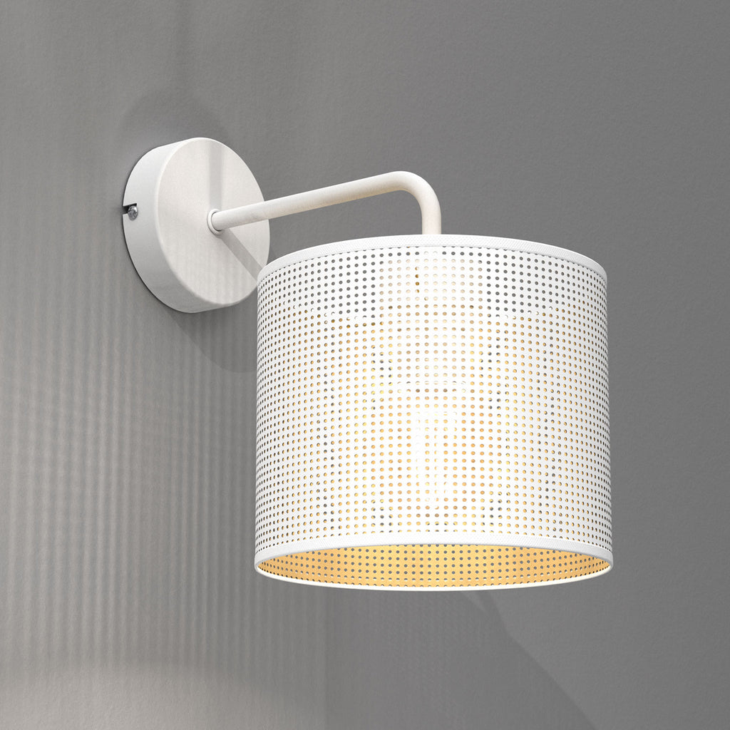 kinkiet Loft shade white, cylinder shade dia 180, h 150 white/gold 1xE27