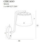 Maxlight Kinkiet Chicago - Metal + tkanina - Czarny W0194