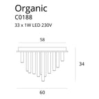 Maxlight Plafon Organic 60cm - Metal + akryl - Złoty C0188D