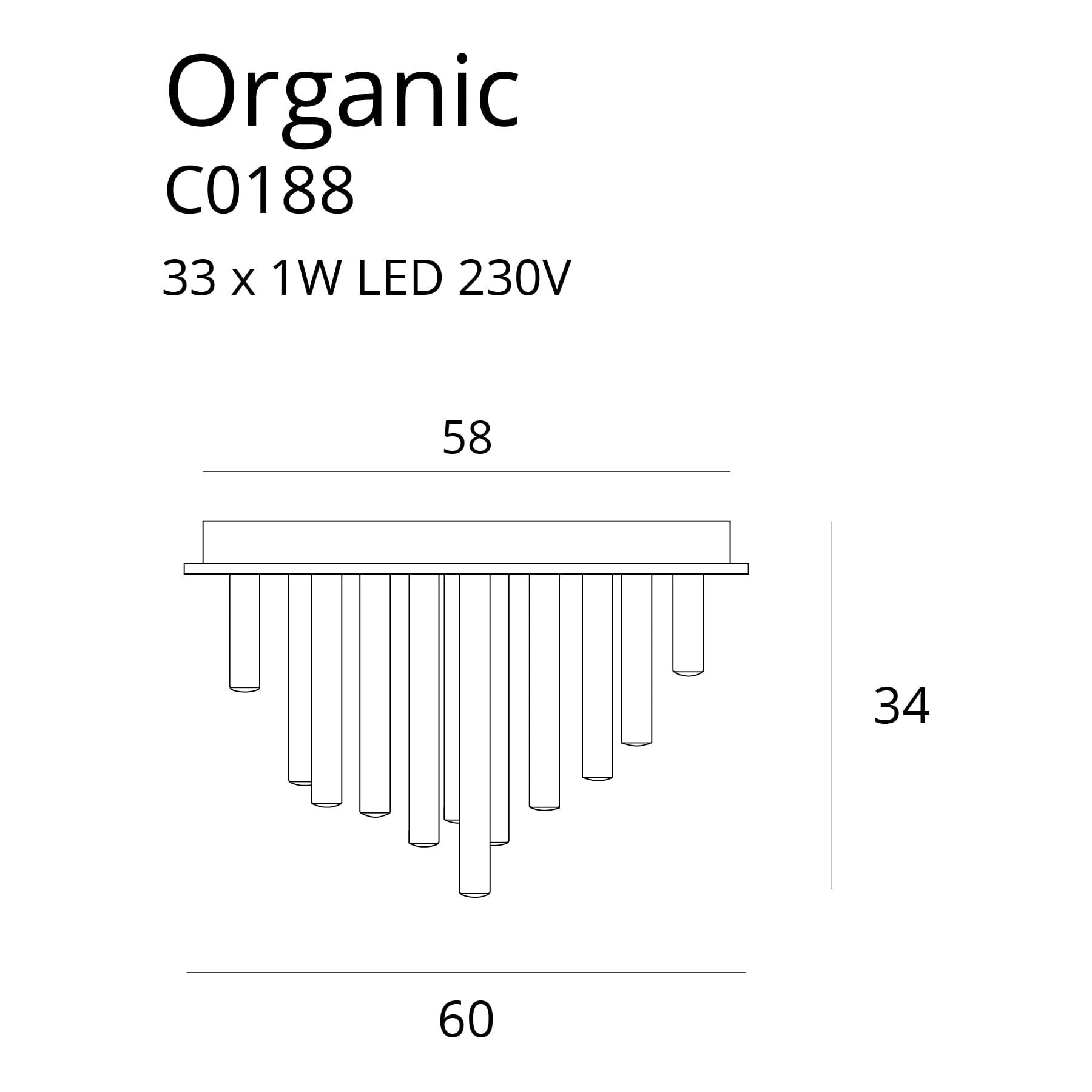 Maxlight Plafon Organic 60cm - Metal + akryl - Złoty C0188D