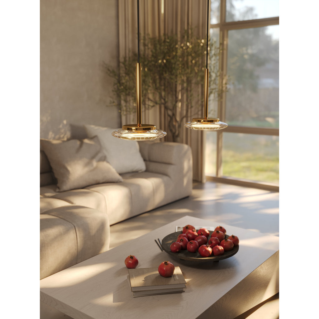 Maxlight Lampa wisząca Lunaris - Metal + szkło - Złoty P0649