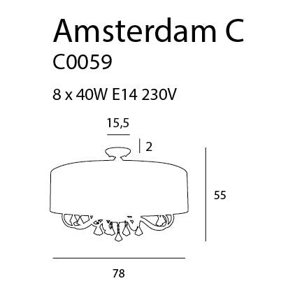 Maxlight Plafon Amsterdam 80cm - Metal + szkło + tkanina + akryl - Chrom C0059