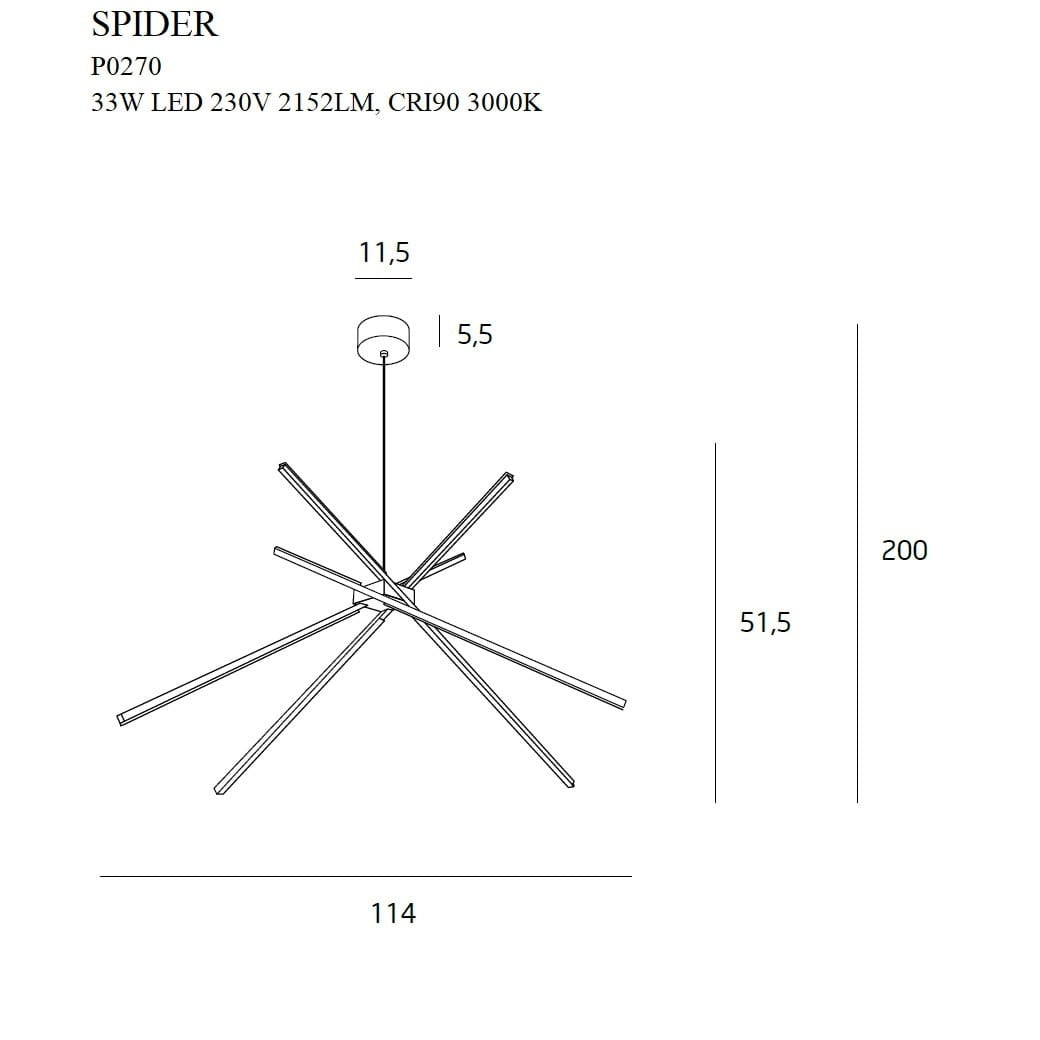 Maxlight Lampa wisząca Spider - Metal + akryl - Biały P0270
