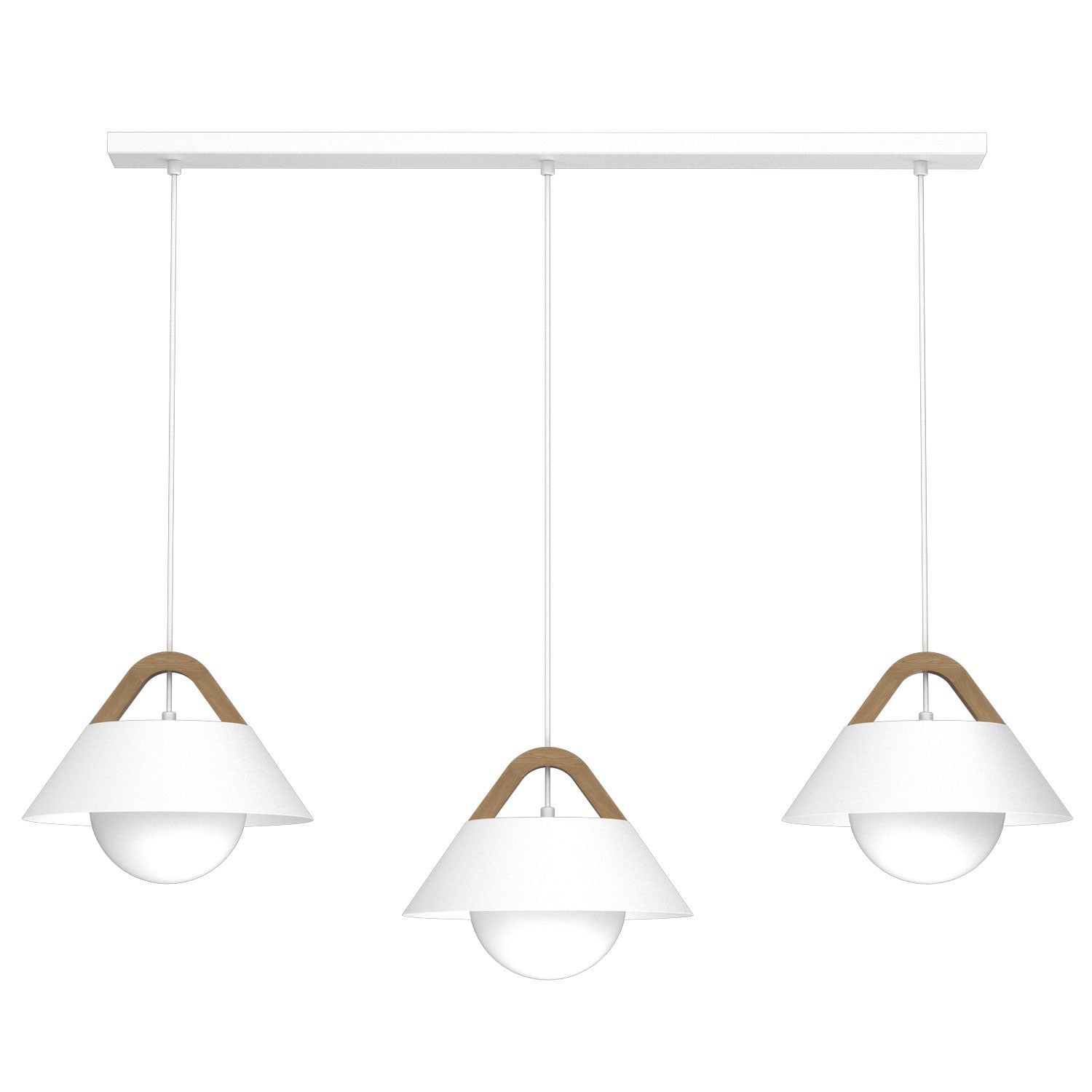 żyrandol Funda line bar 900x80 white/natural wood 3xE27