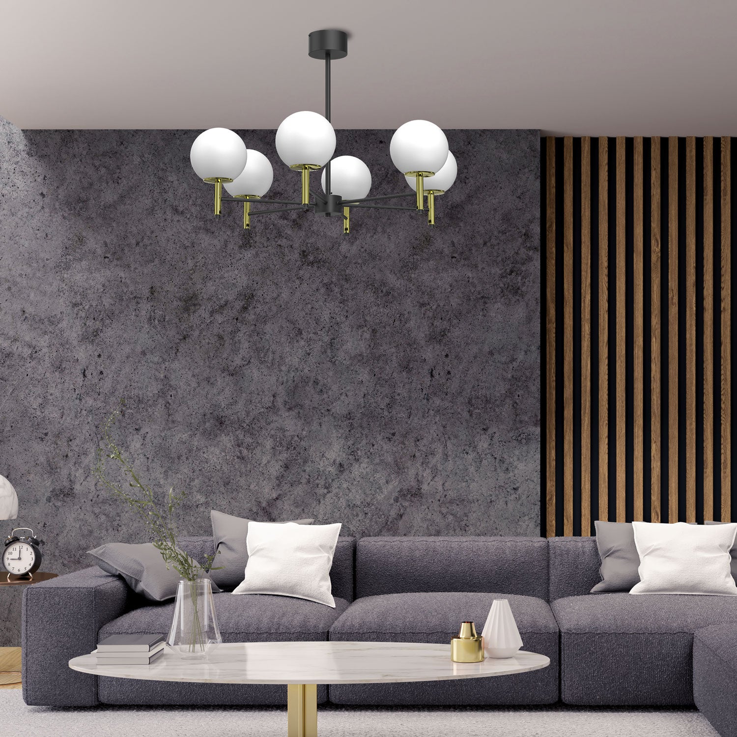 żyrandol Awinion black/gold 6xE27