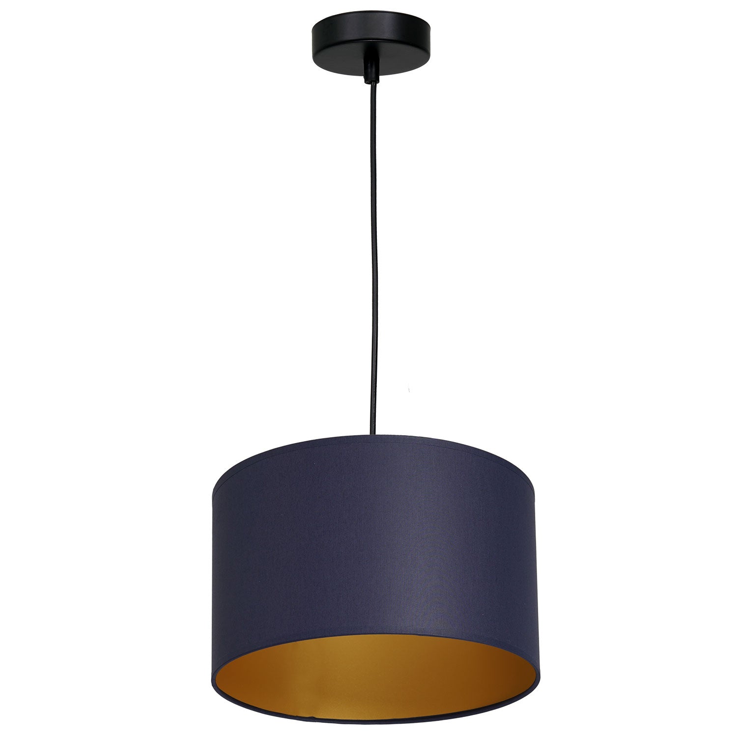 żyrandol Arden black, cylinder shade dia 250, h 170 navy blue/gold 1xE27