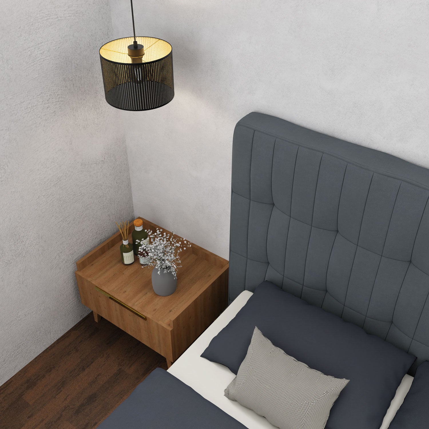 żyrandol Loft shade black, cylinder shade dia 250, h 170 black/gold 1xE27