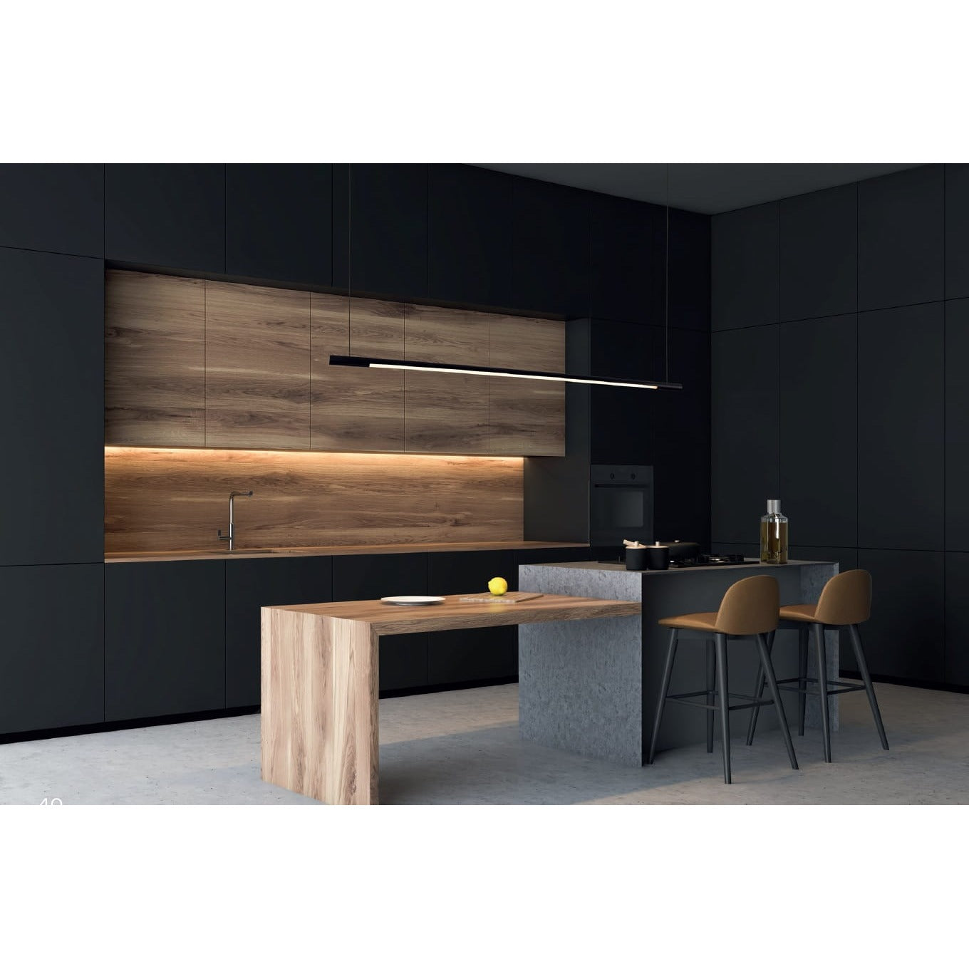Maxlight Lampa wisząca Organic Horizon 150cm - Stal nierdzewna + akryl - Czarny P0358D