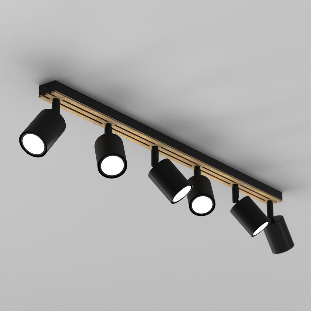Spot Terra line 800 black/wood/black swivel 6xGU10 (Ceryfikat FSC 100%, SGSCH-COC-070615)