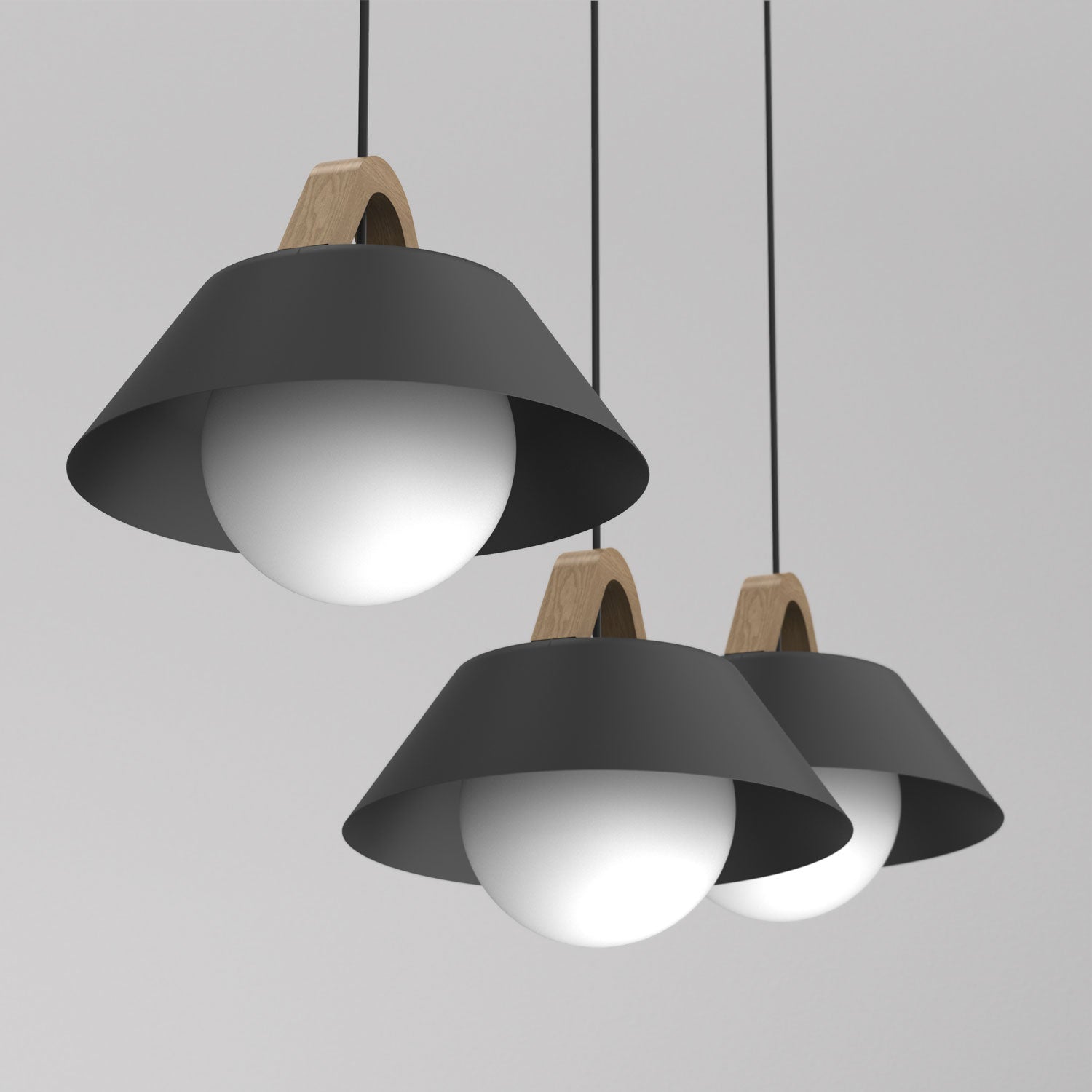 żyrandol Funda line bar 900x80 black/natural wood 3xE27