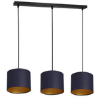 żyrandol Arden listwa, black, cylinder shade dia 180, h 150 navy blue/gold 3xE27