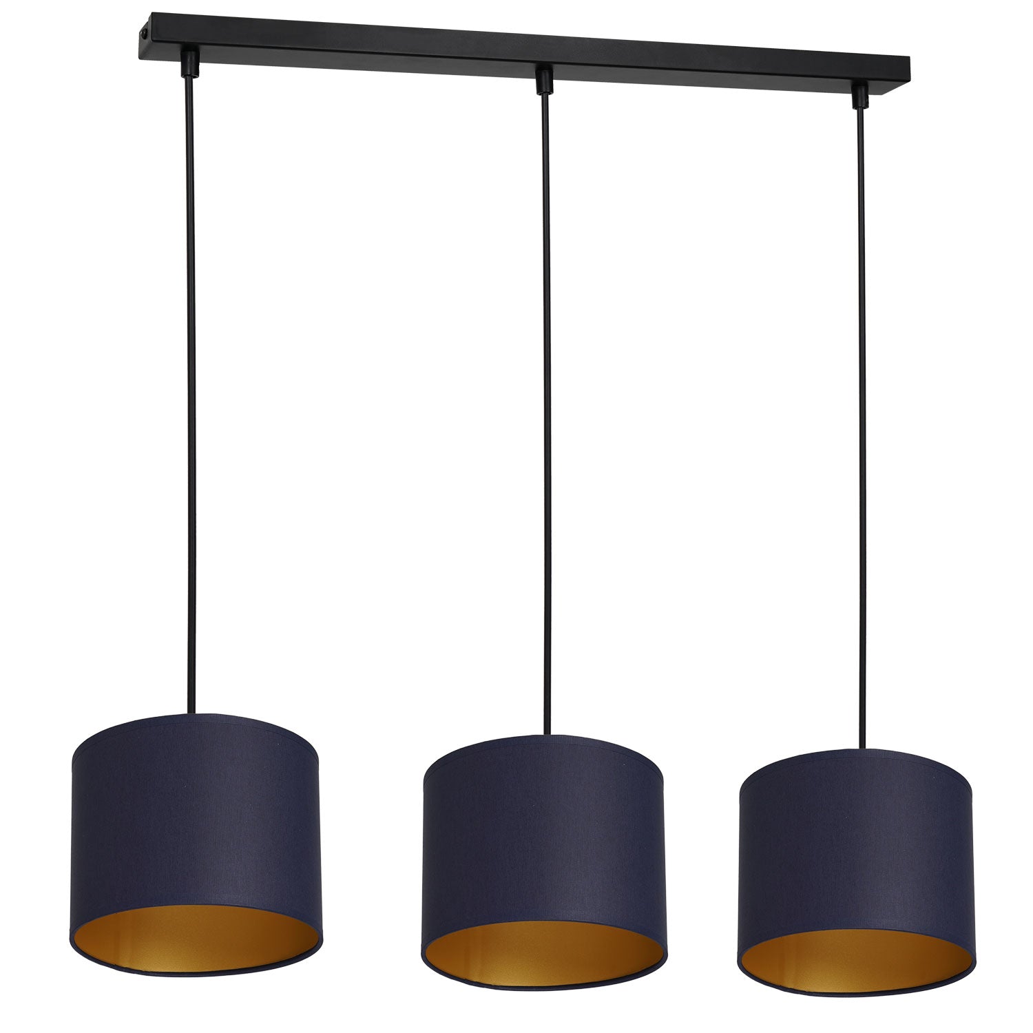 żyrandol Arden listwa, black, cylinder shade dia 180, h 150 navy blue/gold 3xE27