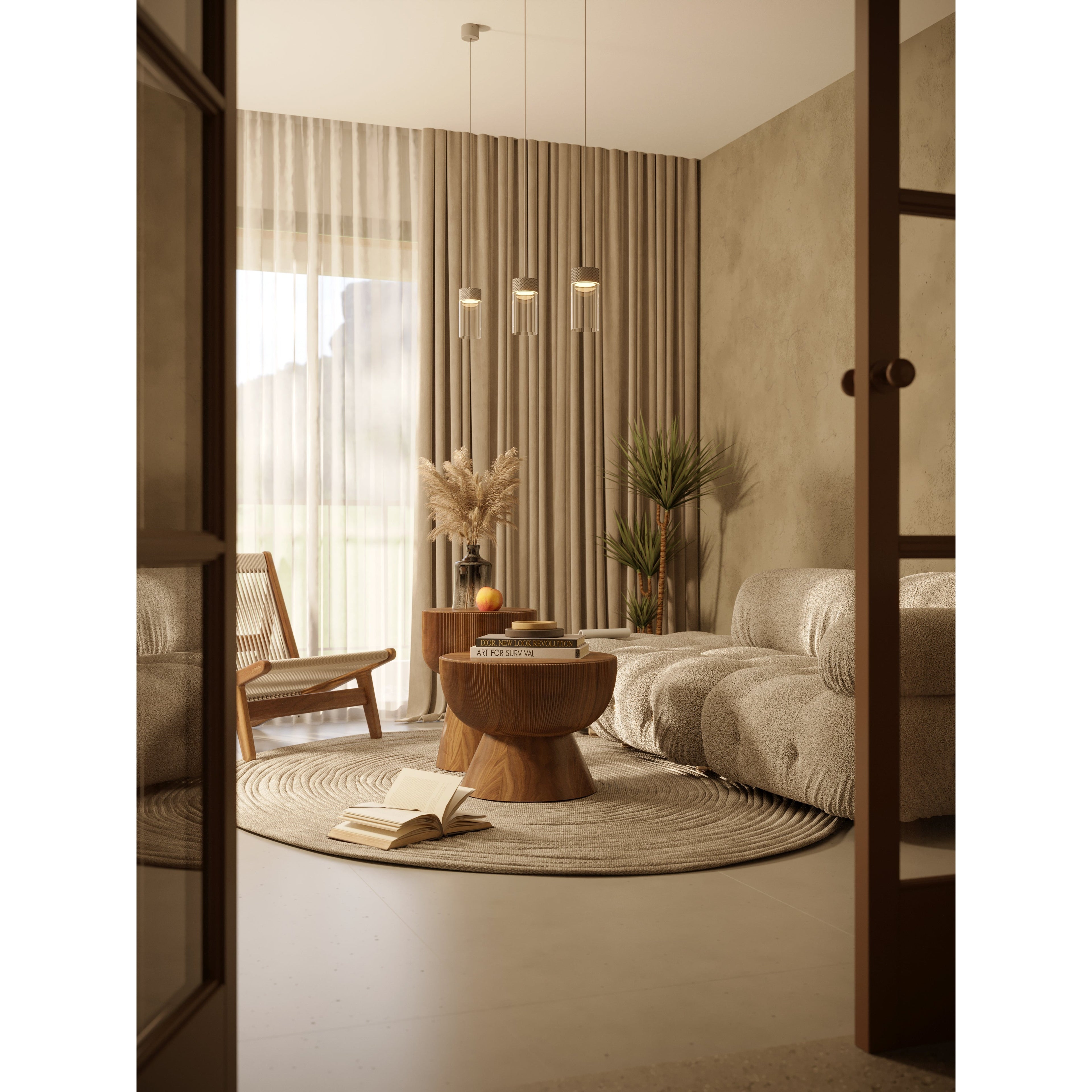 Maxlight Lampa wisząca Fusion - Metal + szkło - Szary RAL 7044 P0639