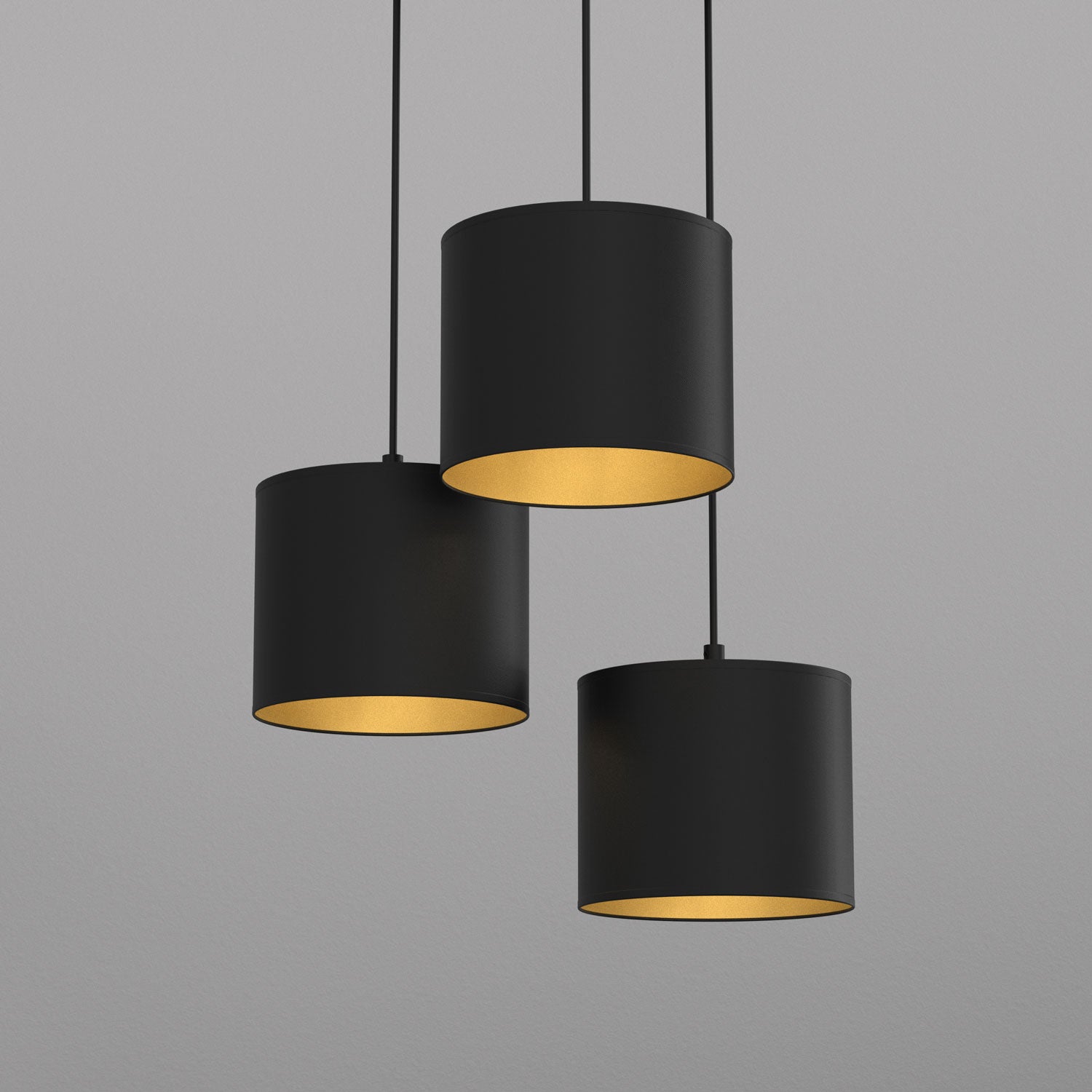 żyrandol Arden talerz dia 300, black, cylinder shade dia 180, h 150 black/gold 3xE27
