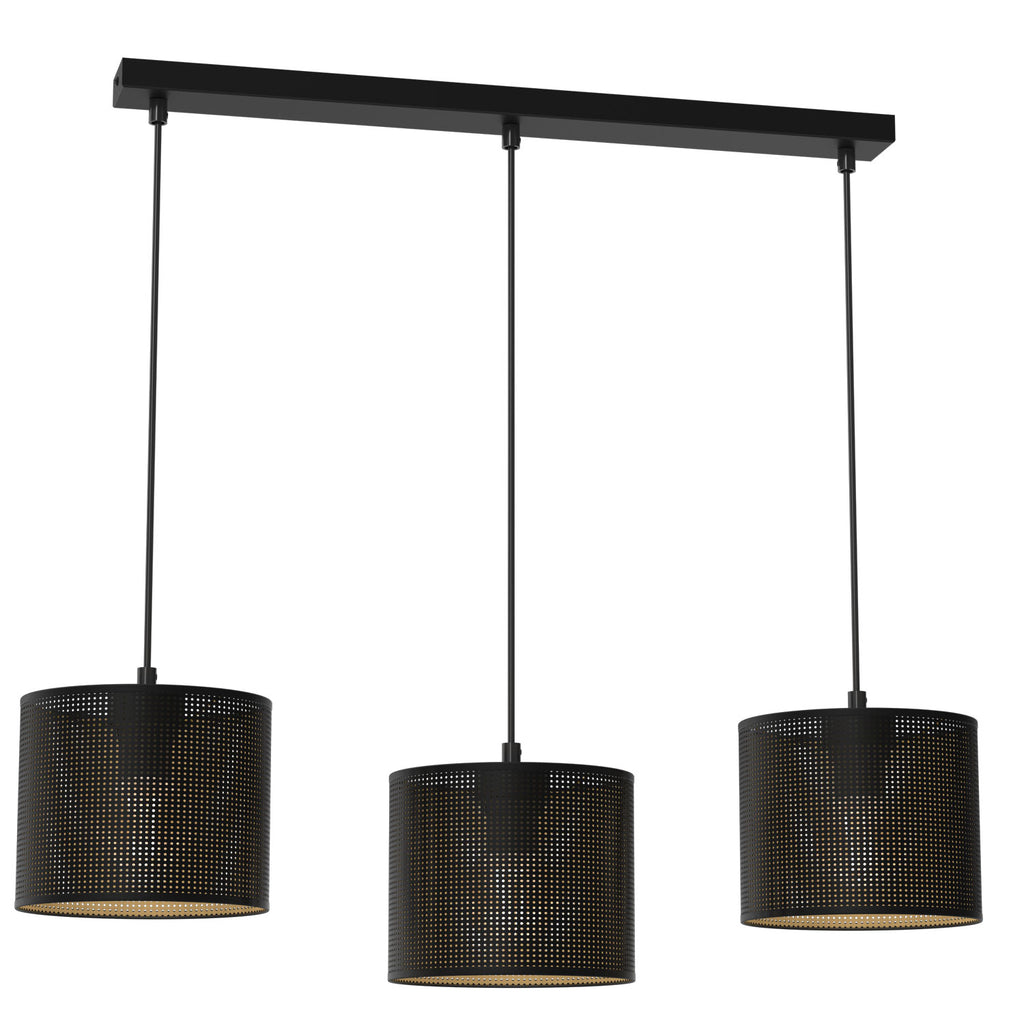 żyrandol Loft shade listwa, black, cylinder shade dia 180, h 150 black/gold 3xE27