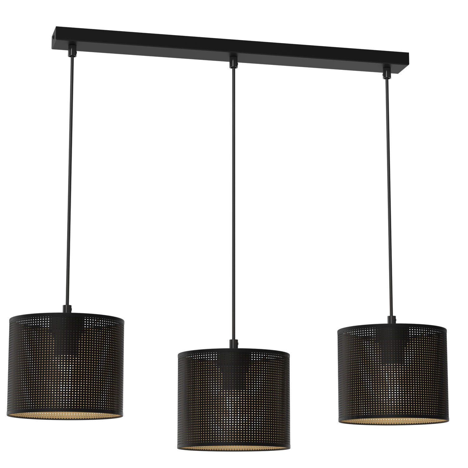 żyrandol Loft shade listwa, black, cylinder shade dia 180, h 150 black/gold 3xE27