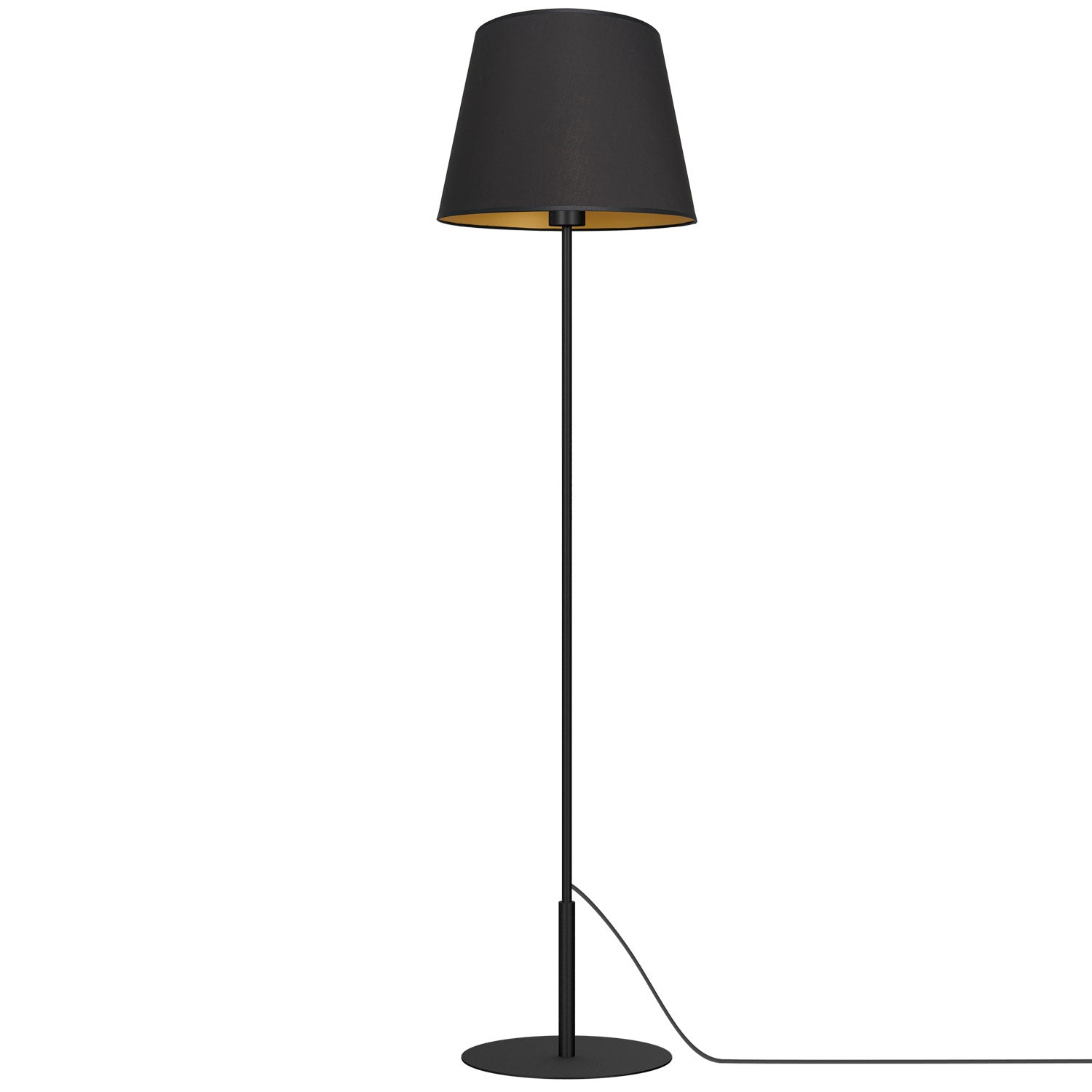lampa podł. Arden prosta, black, cone shade dia 280/380, h 300 black/gold 1xE27