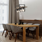 żyrandol Shelf black/natural wood 4xE27